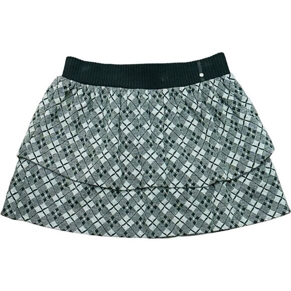 JUICY COUTURE Gray Grey Black Plaid Wool Cotton Elastic Waist Pull On Y2K Vibes - Picture 1 of 4